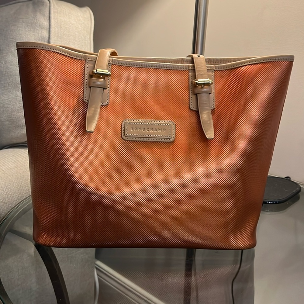 LONGCHAMP #36285 Burnt Orange Leather Tote Bag